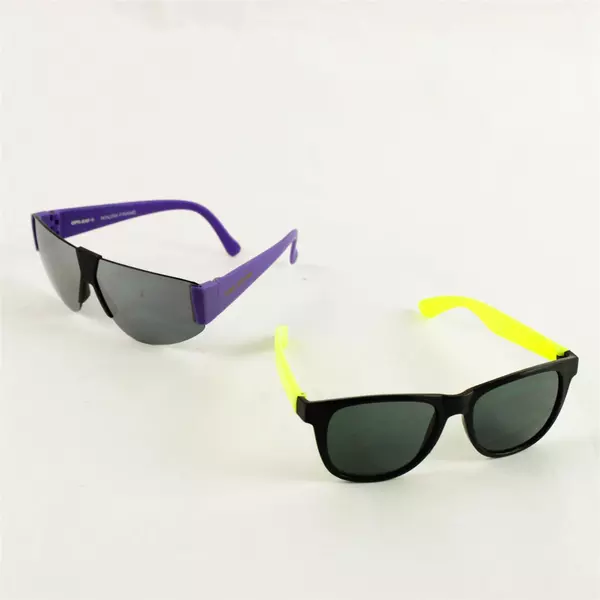 Lot of 2 Sunglasses Eye Gear Purple Arms & Generic Yellow Arms