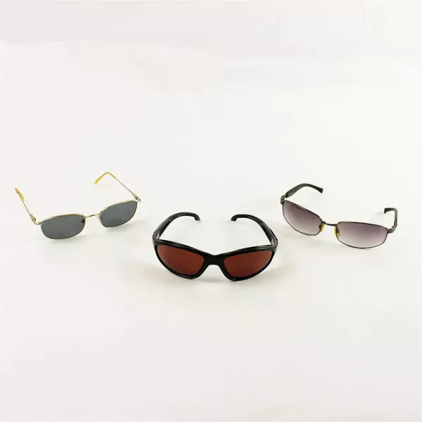 Lot of 3 Sunglasses Silver Wire Black Wire & Black Plastic Frames