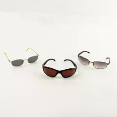 Lot of 3 Sunglasses Silver Wire Black Wire & Black Plastic Frames