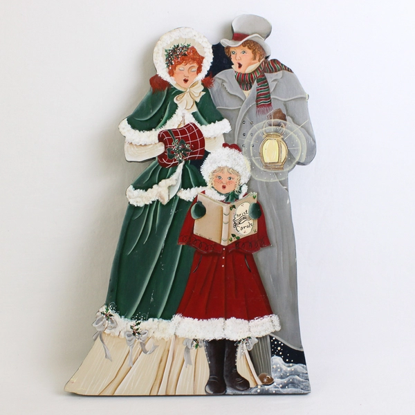 VTG Wooden Victorian Family Christmas Carolers Hand Painted Decor