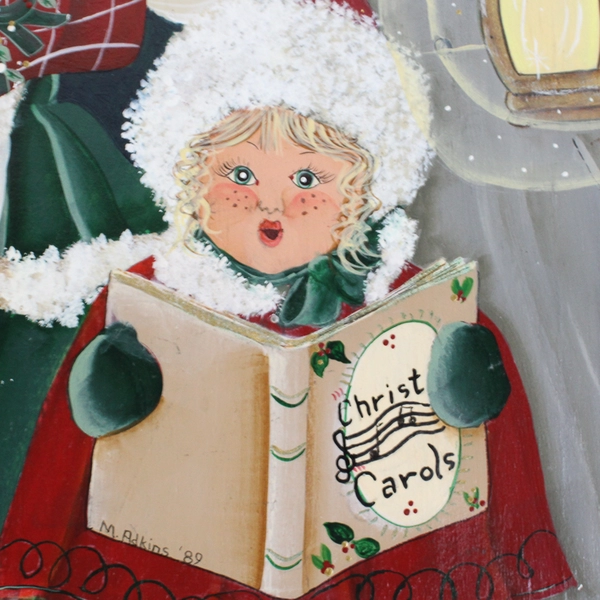 VTG Wooden Victorian Family Christmas Carolers Hand Painted Decor