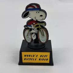 1972 Aviva Peanuts Snoopy World's Best Bicycle Rider Trophy Figurine
