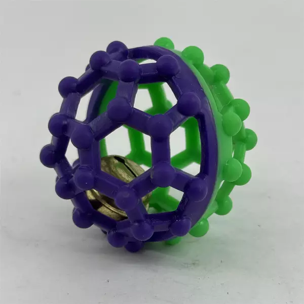 Cat Toy Ball w/ Bell Green & Purple 3in Interactive Cat Toy