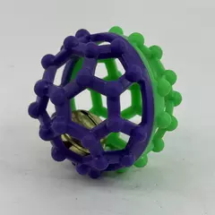 Cat Toy Ball w/ Bell Green & Purple 3in Interactive Cat Toy