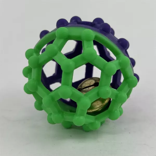 Cat Toy Ball w/ Bell Green & Purple 3in Interactive Cat Toy