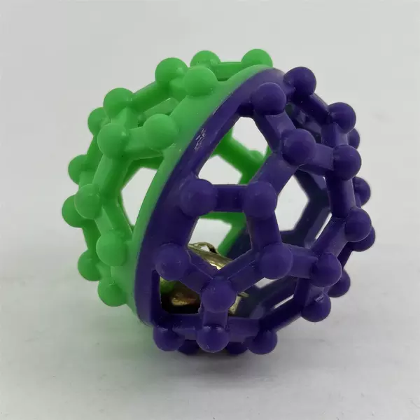 Cat Toy Ball w/ Bell Green & Purple 3in Interactive Cat Toy