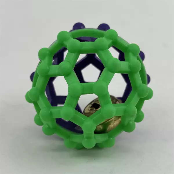 Cat Toy Ball w/ Bell Green & Purple 3in Interactive Cat Toy