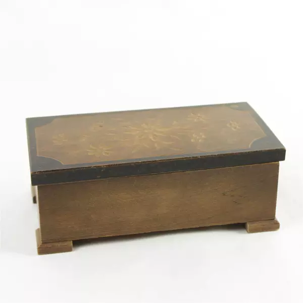 Vintage Wooden Trinket Box Hinged Jewelry Keepsake Rustic Small