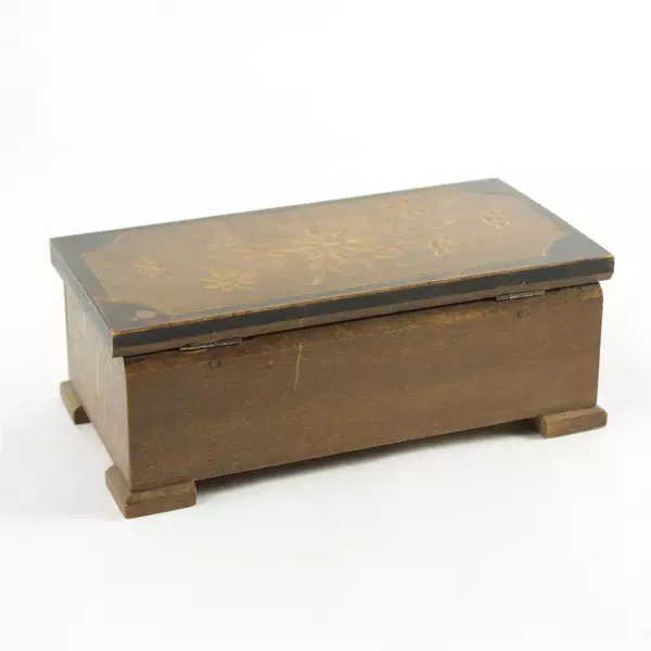 Vintage Wooden Trinket Box Hinged Jewelry Keepsake Rustic Small