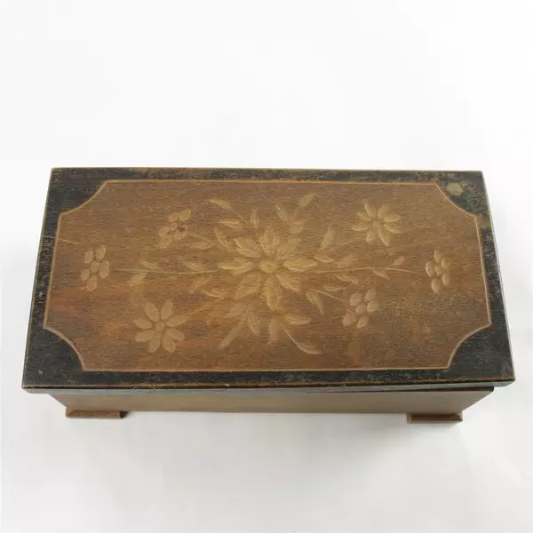 Vintage Wooden Trinket Box Hinged Jewelry Keepsake Rustic Small