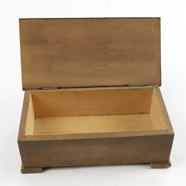 Vintage Wooden Trinket Box Hinged Jewelry Keepsake Rustic Small