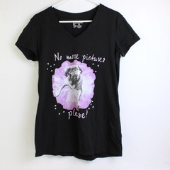 No Boundaries No More Pictures Please Funny Pug Graphic T-Shirt Junior's Med 7-9