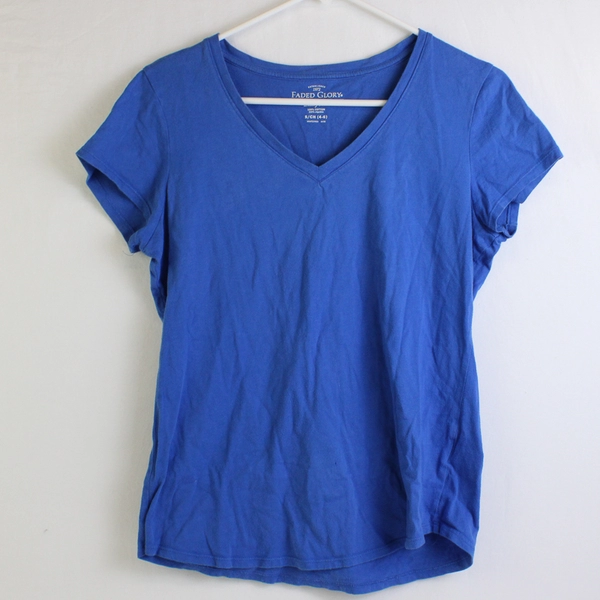 Faded Glory Cerulean Blue V-Neck T-Shirt Women's Size Small 4-6