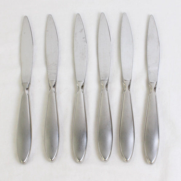 Lot Of 6 Oneida Silver Emery (Stainless) Flatware Dinner Knives 9.5" Long