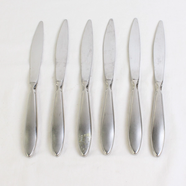 Lot Of 6 Oneida Silver Emery (Stainless) Flatware Dinner Knives 9.5" Long