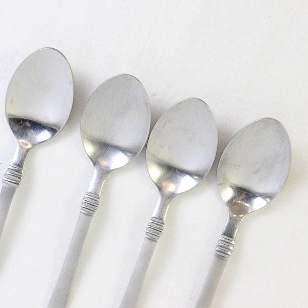 Lot Of 4 Cambridge Silver Codie Pattern Oval Soup Spoons SS 7.25" Various Backs