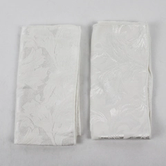  Lot Of 2 Unbranded Matching White Fabric Napkins Leaf Pattern 16" x 16"