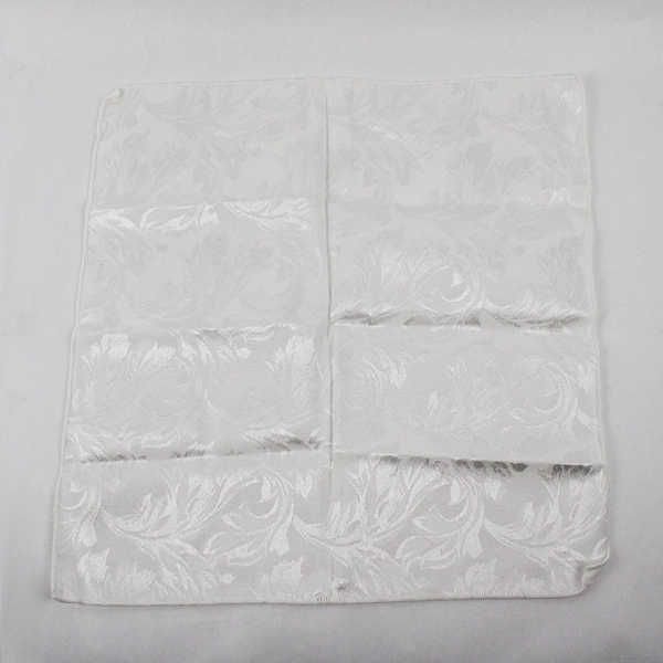  Lot Of 2 Unbranded Matching White Fabric Napkins Leaf Pattern 16" x 16"