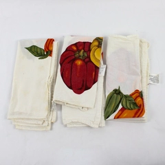 Lot Of 3 Franco Matching 100% Cotton Pumpkin On White Fabric Tea Towel 21" x 19"
