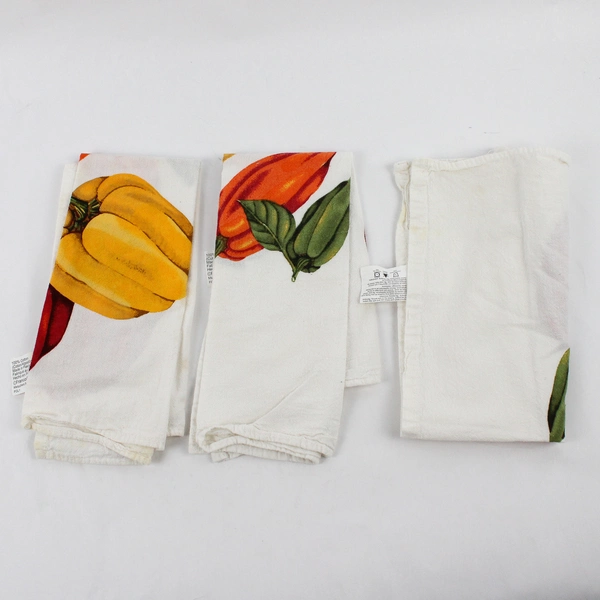 Lot Of 3 Franco Matching 100% Cotton Pumpkin On White Fabric Tea Towel 21" x 19"
