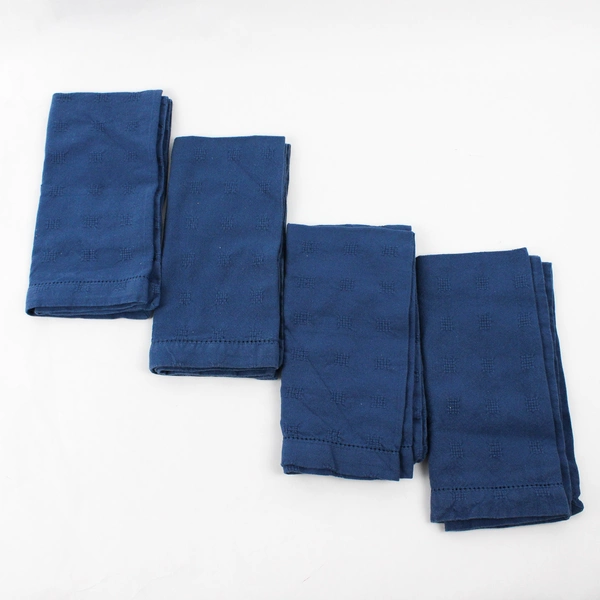  Lot Of 4 Park Imports Matching Solid Blue Color Fabric Napkins 18.5" x 18.5"
