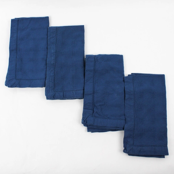  Lot Of 4 Park Imports Matching Solid Blue Color Fabric Napkins 18.5" x 18.5"
