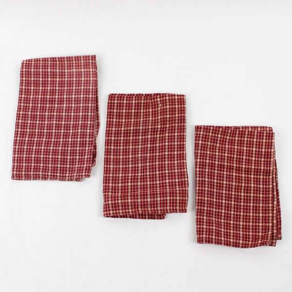  Lot Of 3 Unbranded Matching Red/White Gingham Fabric Napkins 15" x 20"