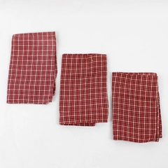 Lot Of 3 Unbranded Matching Red/White Gingham Fabric Napkins 15" x 20"