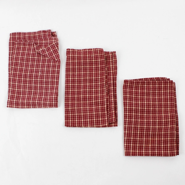  Lot Of 3 Unbranded Matching Red/White Gingham Fabric Napkins 15" x 20"