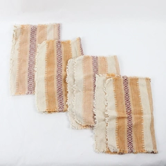 Lot Of 4 Unbranded Matching Pastel Peach Woven Fabric Napkins 16" x 12"