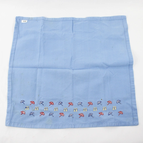 Lot Of 3 Tag Matching Blue Fabric Napkins Embroidered Beach Umbrella 19" x 18.5"