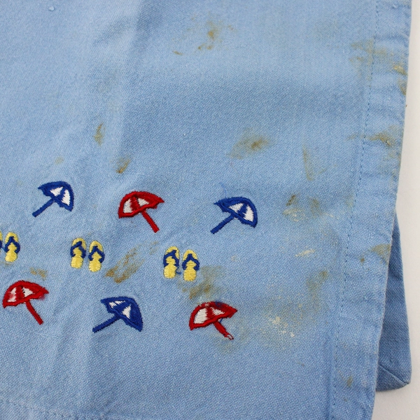 Lot Of 3 Tag Matching Blue Fabric Napkins Embroidered Beach Umbrella 19" x 18.5"