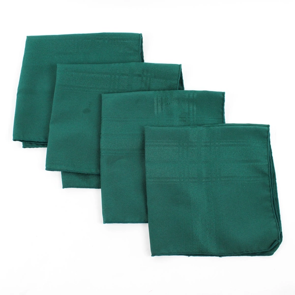 Lot Of 4 Unbranded Matching Solid Forest Green Color Fabric Napkins  17" x 17.5"
