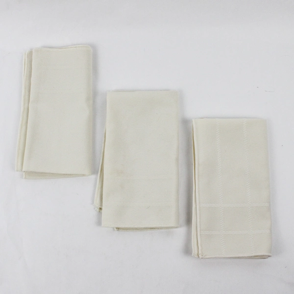 Lot Of 3 Unbranded Matching Solid Cream Color Fabric Napkins 18" x 17"