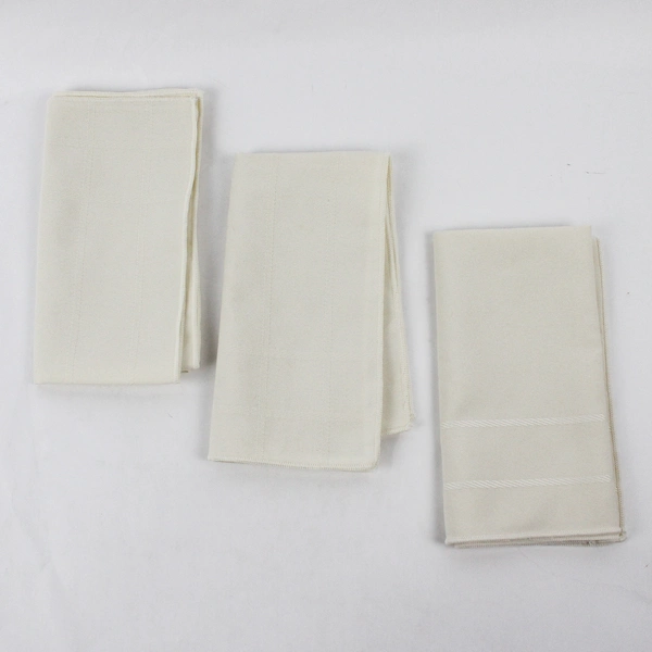 Lot Of 3 Unbranded Matching Solid Cream Color Fabric Napkins 18" x 17"
