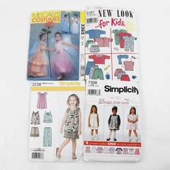 Lot of 4 Vintage and Modern Girls Clothes Sewing Patterns Various Sizes UNCUT
