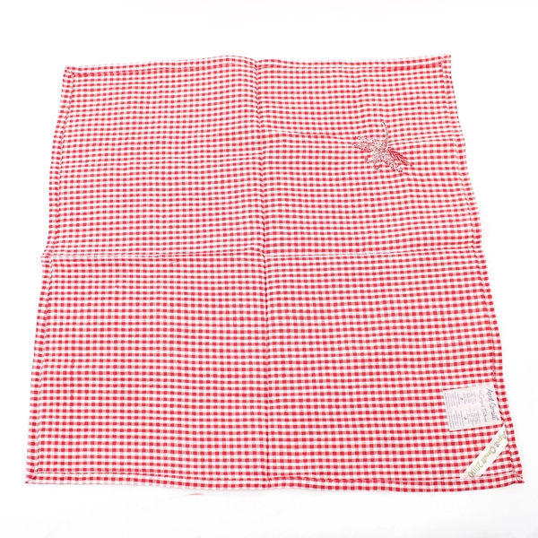 April Cornell Fabric Napkins Red/White Plaid Embroidered Dragonfly 18.5" x 18.5"