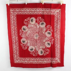 Unbranded Red/White Batik Floral Square Fabric Tablecloth 41.5" x 38"