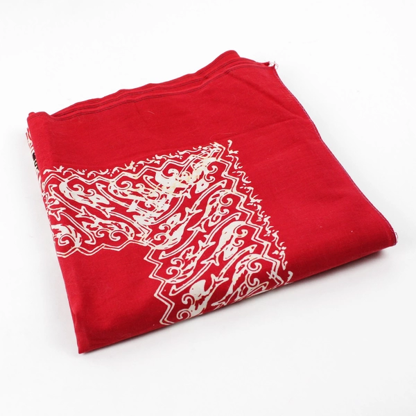 Unbranded Red/White Batik Floral Square Fabric Tablecloth 41.5" x 38"