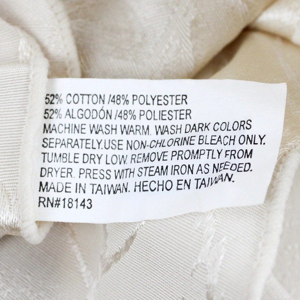 Unbranded Cream White Leaf Pattern Cotton/Polyester Rectangle Tablecloth 60"x80"