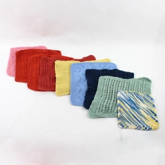 Lot Of 9 Handmade Multicolor Knitted/Crocheted Dishcloth Towels