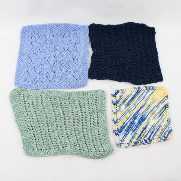 Lot Of 9 Handmade Multicolor Knitted/Crocheted Dishcloth Towels