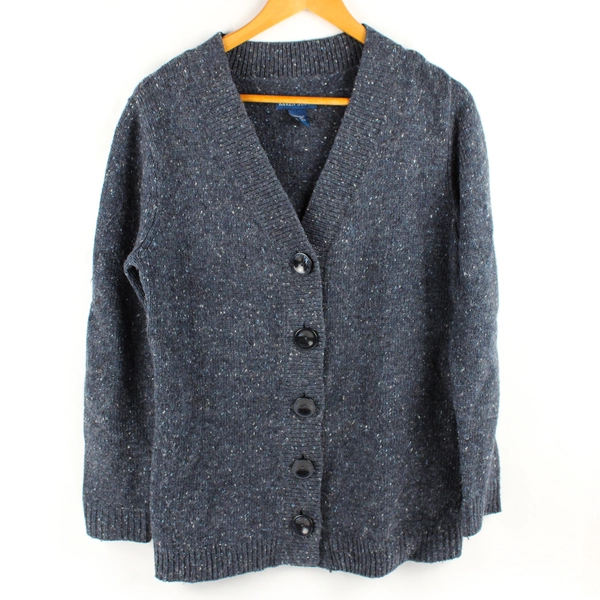 Karen Scott Women's S Blue Wool Blend Knit Button Up Cardigan