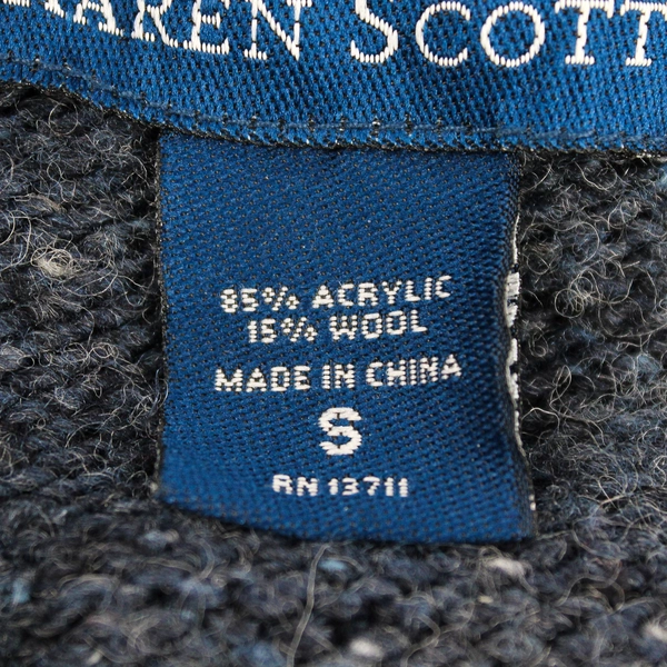 Karen Scott Women's S Blue Wool Blend Knit Button Up Cardigan