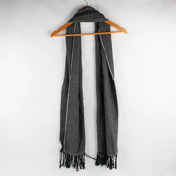 Old Navy Herringbone Patterned Black & Gray Woven Scarf 70" Unisex