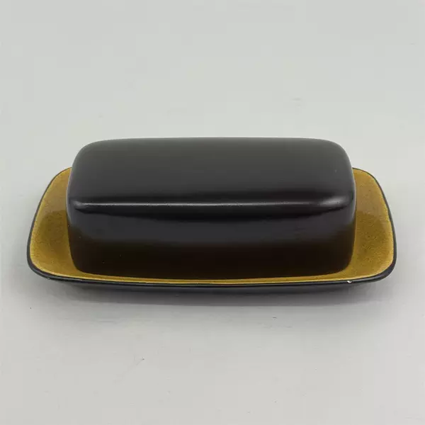 Mikasa Terra Stone Saffron Brown Butter Dish w/ Lid Japan 