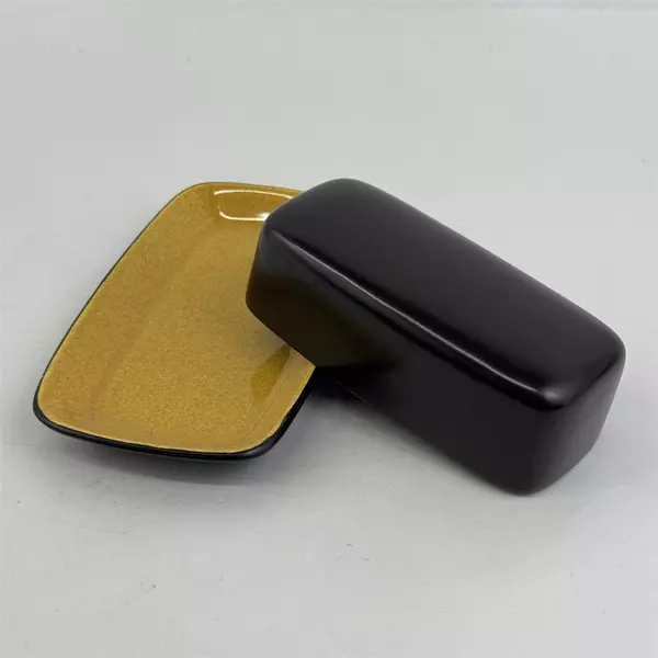 Mikasa Terra Stone Saffron Brown Butter Dish w/ Lid Japan 