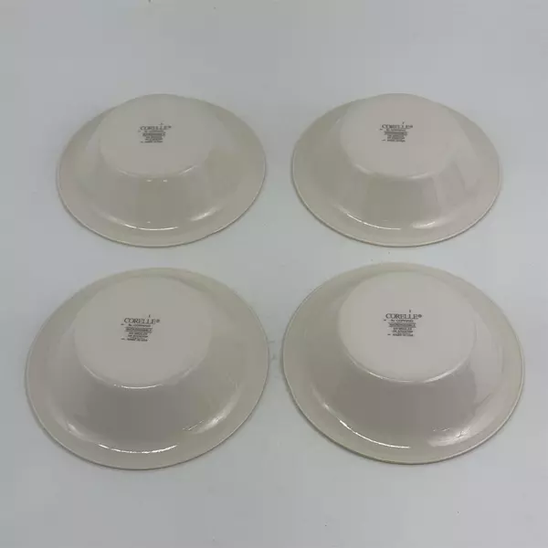 Lot of 4 Corelle Winter Frost White Vitrelle 10oz Shallow Dessert Bowls