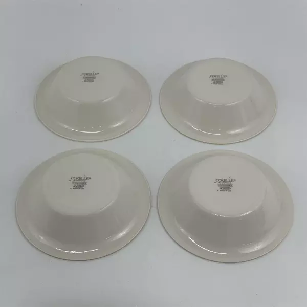 Lot of 4 Corelle Winter Frost White 10oz Shallow Dessert Bowls