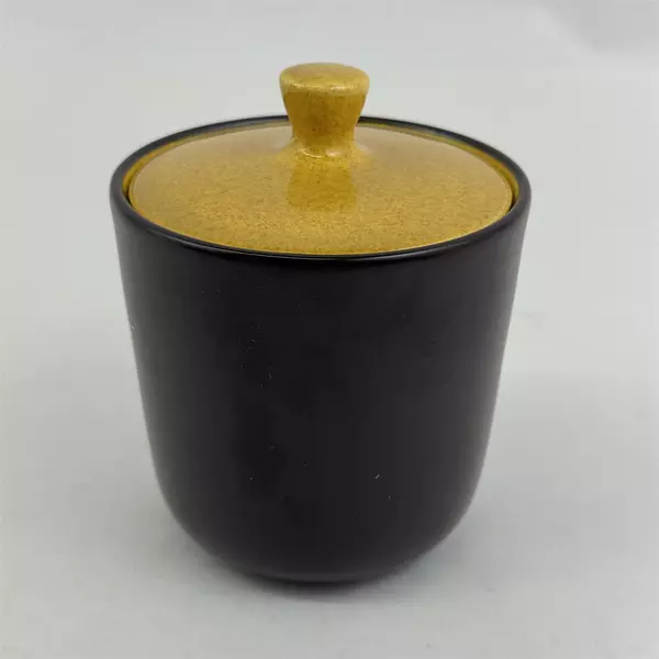 Vintage Mikasa Terra Stone Sugar Bowl w/ Lid E1357 Saffron Japan